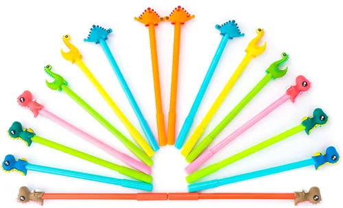 Miniatura 2 de Bonitos bolígrafos de tinta negra de dinosaurio, divertidos bolígrafos de gel de escritura kawaii para suministros escolares de oficina, juego de 16