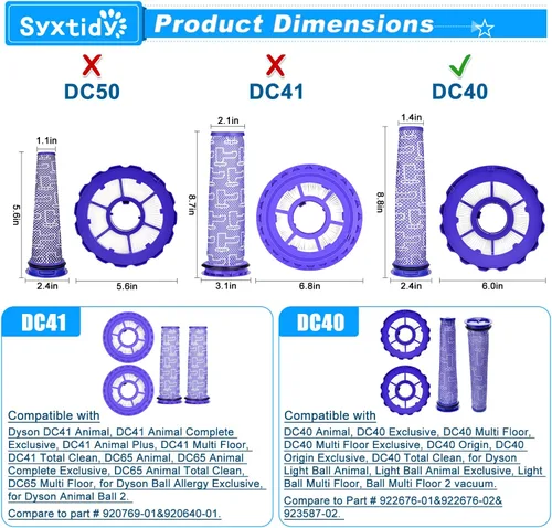 Miniatura 3 de Filtro de repuesto para Dyson DC40 UP16 UP19, filtro postmotor y filtro de premotor para Dyson Ball Multi Floor 2 Vacuum Light/Slim Ball Animal