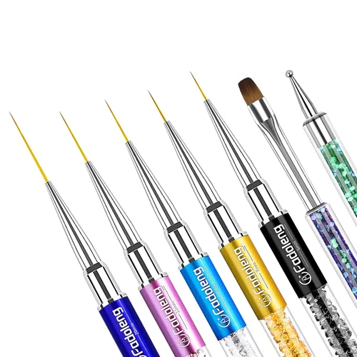 Miniatura 12 de Cepillo delineador para uñas, 6 pinceles finos para arte de uñas, cepillo profesional para detalles de uñas para esmalte de gel, tamaños