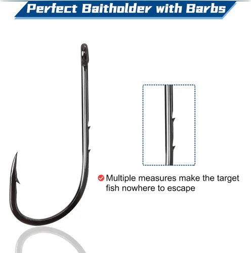 Miniatura 5 de MAFIMOEA - Paquete de 110 anzuelos de pesca con forma de pulpo, pequeños ganchos de alto carbono, ganchos circulares surtidos para lubina, crappie
