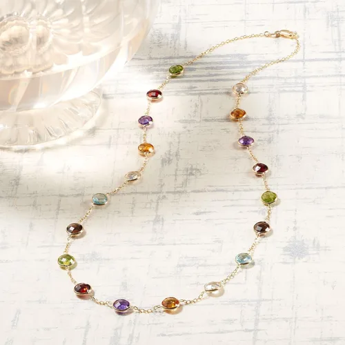 Miniatura 5 de Ross-Simons 1380 ct tw Bezel-Set Multi-Gemstone Station Necklace in 14kt Yellow Gold