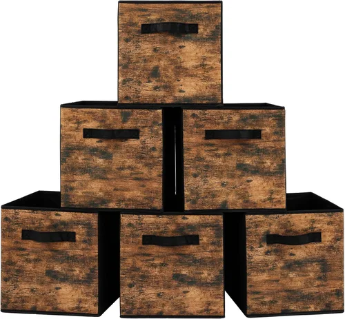 Miniatura 11 de Stero Cubos de almacenamiento de tela, paquete de 3 contenedores plegables con asa, cestas de almacenamiento de 11 pulgadas caja para estantes