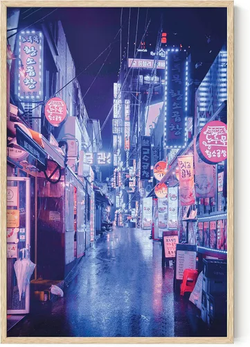 Miniatura 13 de RipGrip Arte de pared de neón, póster de ciudad de Seúl Corea, decoración de dormitorio para niños adolescentes, pósteres estéticos