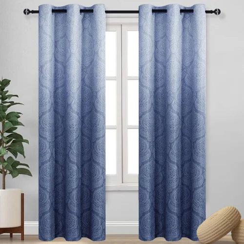 Miniatura 42 de DWCN - Cortinas blackout para dormitorio, diseño de damasco con aislamiento térmico y ojales, para sala de estar, juego de 2 paneles de cortina Gris