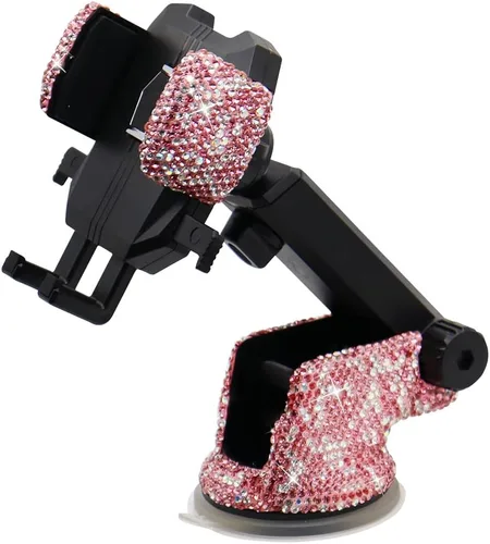 Miniatura 10 de LYCARESUN Soporte de Montaje de Teléfono para Automóvil Bling, Soporte de Teléfono con Diamantes de Imitación de Cristal Brillante para Mujeres