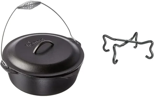 Miniatura 5 de Lodge Horno holandés de hierro fundido pre-sazonado de 5 cuartos de galón con tapa, mango de alambre para una fácil transferencia de la superficie
