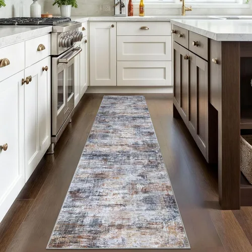 Miniatura 625 de IOHOUZE Alfombra abstracta lavable de 3 x 12 pies para pasillos, antideslizante para cocina, camino de entrada de lana sintética para interiores