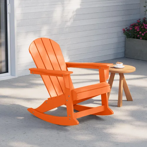 Miniatura 158 de WestinTrends Silla mecedora Malibu de poliéster para exterior/patio Adirondack, Negra