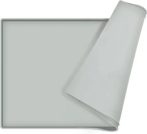 Miniatura 16 de Tapete de comida para perros, bandeja de comida impermeable de silicona, mantel individual antideslizante para mascotas, borde elevado de 0.6