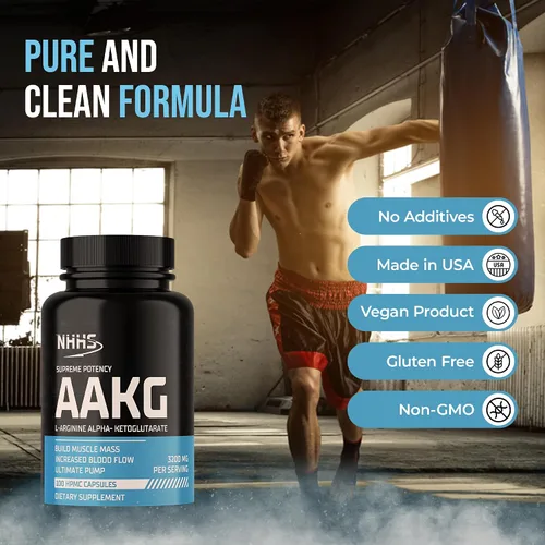 Miniatura 6 de Supreme Potency L-Arginina AAKG, 3200 mg, 100 cápsulas veganas Apoya la fuerza muscular, apoya la resistencia y la circulación, sin OMG, sin