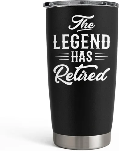 SANDJEST Regalos de jubilación para compañeros de trabajo, colegas – The Legend Has Retired Tumbler – Regalos de cumpleaños, Navidad, feliz 2-Retiro