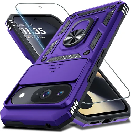 Miniatura 33 de Janmitta - Funda compatible con Google Pixel 9 Pro XL con cubierta deslizante para lente de cámara incorporada + protector de pantalla + soporte