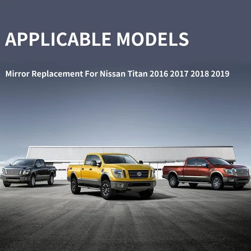 Miniatura 6 de Espejo lateral del pasajero de repuesto para Nissan Titan 2016 2017 2018 2019 – Espejo lateral derecho, espejo retrovisor de vidrio con calefacción