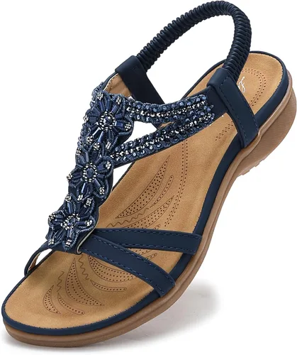 Miniatura 12 de Littleplum Sandalias para mujer hechas a mano con soporte de arco de verano, sandalias cómodas para caminar ortopédicas bohemias