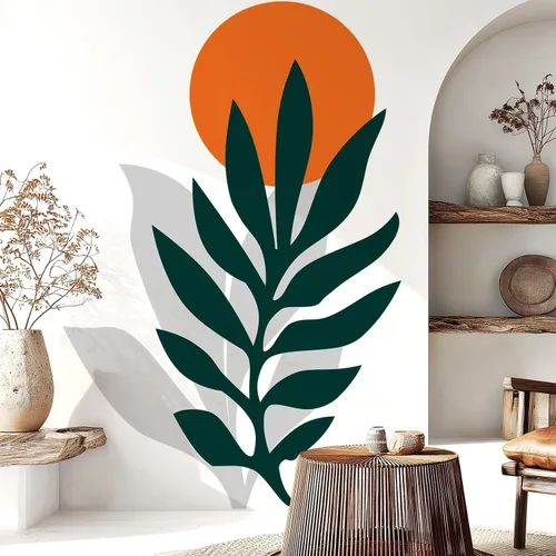 Miniatura 13 de Calcomanías de Pared Bohemias de Mediados de Siglo Modernas Despegar y Pegar, Pegatinas de Vinilo de Pared de Arcos Grandes Sol, Hojas Plantas