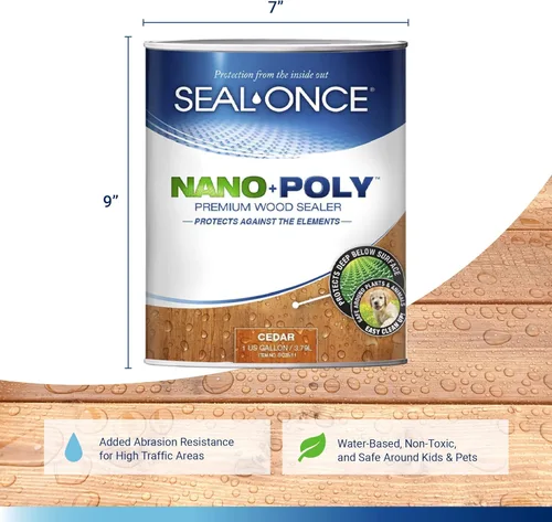 Miniatura 2 de Seal-Once Nano+Poly Sellador de Madera Penetrante con Poliuretano - Sellante Impermeable Premium - 1 Galón y Cedro Con poliuretano, sellador