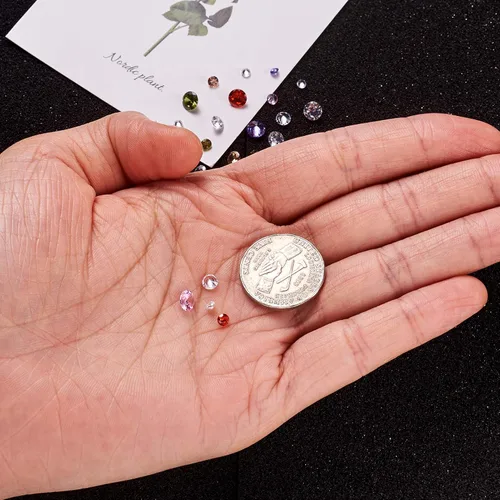 Miniatura 6 de Beadthoven - Mini cabujones de piedra de circonita cúbica con facetas puntiagudas y facetadas, cuentas de diamantes de circonita cúbica para hacer