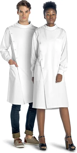 Miniatura 4 de Professional Lab Coat Howie Style Classic Fit Mandarin Collar Cuffed Sleeves Unisex White 43 Inch Length