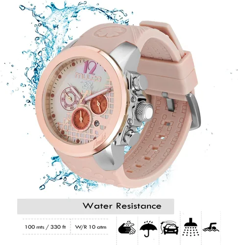 Miniatura 2 de MULCO Watches for Women -Era 50, Silver Stainless Steel Case with Wrist Silicone Band, Quartz Multifunctional Movement, Large Face Analog Display