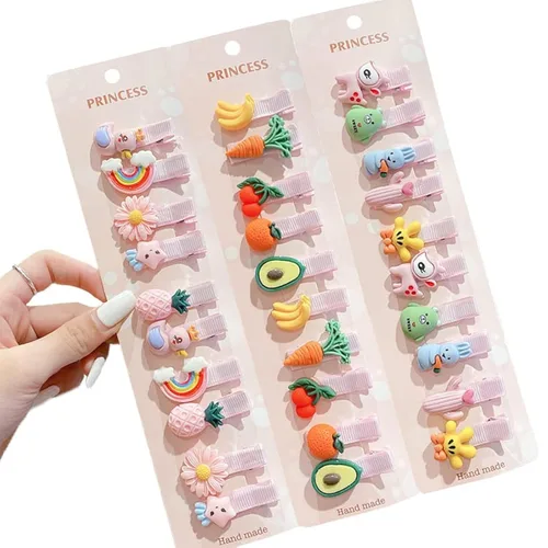 Miniatura 3 de 28 piezas de lindas pinzas para el cabello, accesorios para el cabello de moda para niñas, set de pasadores con flores, frutas, arcoíris, caramelos