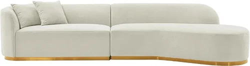Miniatura 3 de Manhattan Comfort Daria - Sofá modular contemporáneo de 2 piezas en tapicería de lino, sofá de sala de estar de 132 pulgadas con marco de madera