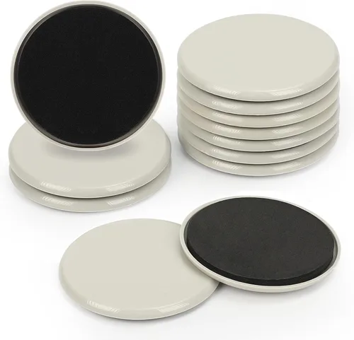 Deslizadores de muebles de 3-1/2 pulgadas, 12 piezas deslizantes para muebles para un fácil movimiento en la alfombra de madera dura (beige)