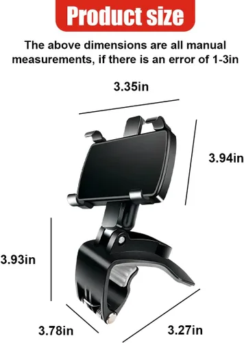 Miniatura 2 de Soporte para teléfono de coche, soporte giratorio de 360° ABS para espejo retrovisor automático con clip de base antideslizante, soporte