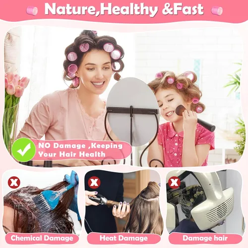 Miniatura 5 de Juego de rizadores de pelo jumbo térmicos con pinzas - 24 rodillos grandes de autoagarre para volumen y rizos en cabello largo, medio y corto