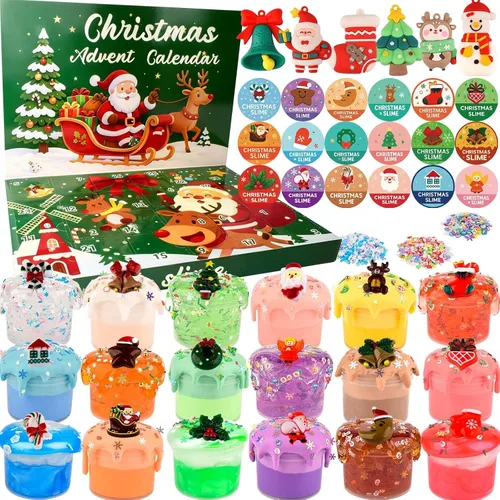 Miniatura 8 de Kit de slime de Navidad – Slime de Navidad antiadherente, suave, elástico, regalos de fiesta de slime para niños, perfecto para rellenos