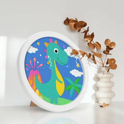 Miniatura 7 de ACSAUMMY Kits de pintura de diamantes 5D para niños con marco de madera, arte y manualidades de diamantes de dinosaurio para niños de 6 a 8 a 10 a
