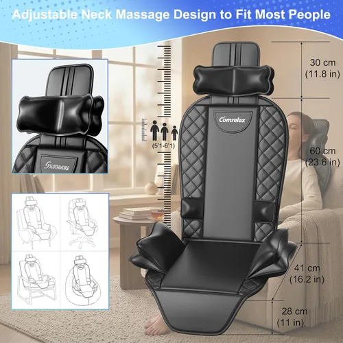 Miniatura 6 de Masajeador de espalda con calor, tracción y vibración, almohadilla masajeadora de asiento para aliviar el dolor de tejido profundo, tracción lumbar