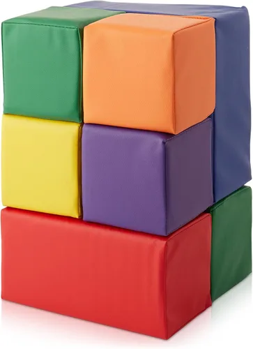 Miniatura 2 de Casafield Juego de bloques de espuma grandes para niños pequeños (juego de 7 piezas), cubos de juego suave para apilamiento, colores y tamaños