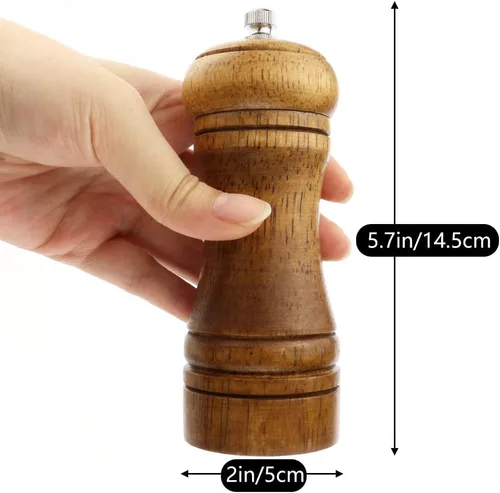 Miniatura 5 de 1 paquete de molinillo de pimienta de madera de 5 pulgadas, molinillo de pimienta de madera o molinillo de sal con rotor de cerámica ajustable