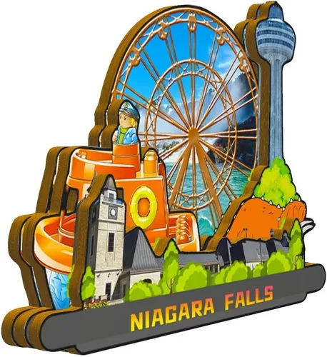 Miniatura 2 de Imán de nevera con imán de las cataratas del Niágara de Canadá, monumentos de madera 3D, recuerdos coleccionables, decoración hecha a mano -1335