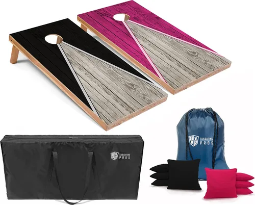 Miniatura 36 de Tailgating Pros Juego de tablero de Cornhole ligero con diseño piramidal con bolsas de frijoles y estuche de transporte, juego de cornhole