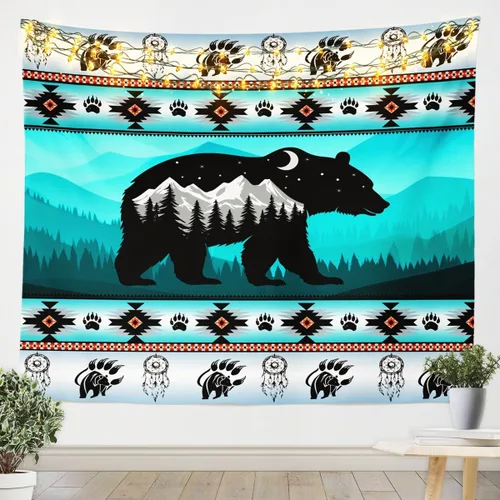 Miniatura 13 de Tapiz de vaca de las tierras altas, tapices aztecas nativos del suroeste, animales de granja, arte exótico nórdico, atrapasueños, arte de pared