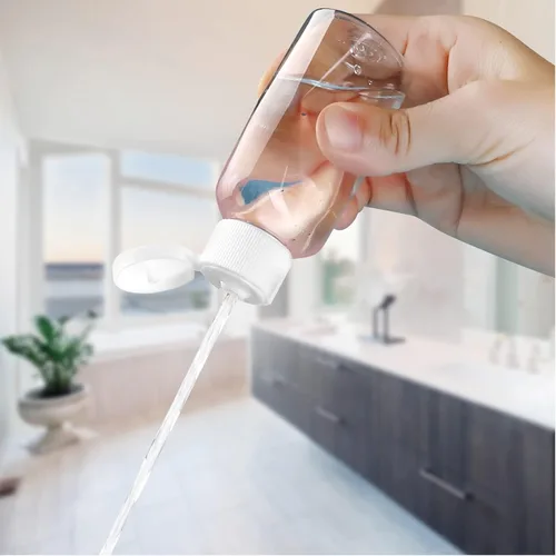 Miniatura 4 de Paquete de 100 botellas vacías de 1.7 onzas, botellas de viaje recargables de 1.7 fl oz con tapa abatible para desinfectante de manos, champú