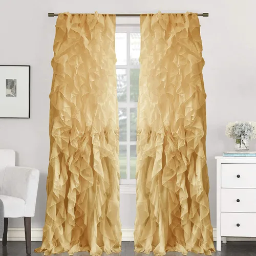 Miniatura 6 de Sweet Home Collection Paquete de 2 Paneles de Ventana Cortinas de Gasa Transparente con Volantes Verticales en Cascada Gris