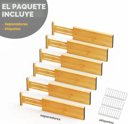 Miniatura 7 de SpaceAid - Separadores de cajones de bambú para cómoda de 6 piezas, organizadores de cajones ajustables de 4.65" de alto, 12.5"-17" de ancho