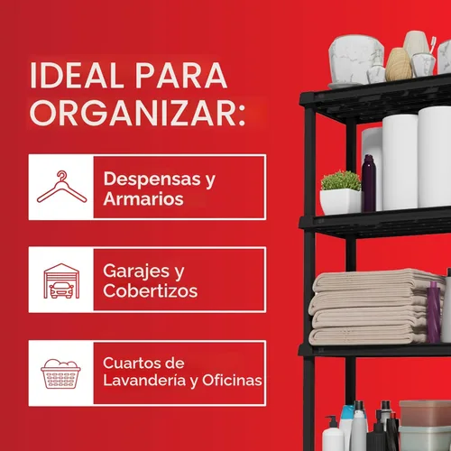 Miniatura 5 de IRIS USA Estantes de almacenamiento de plástico ligeros con 5 estantes, capacidad de 250 libras, 64 pulgadas de alto x 24 pulgadas de ancho x 12