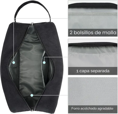 Miniatura 5 de Narwey Neceser de viaje para mujer, kit de viaje Dopp para hombre, bolsa de viaje para artículos de tocador, bolsa de cosméticos, bolsa de A-Negro