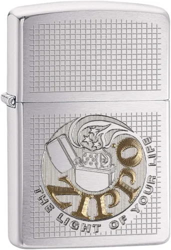 Miniatura 27 de Encendedor de bolsillo Zippo negro mate con diseño de logo de Zippo Logotipo de oro mate negro