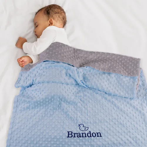 Miniatura 5 de Manta de bebé personalizada de Minky con nombre, icono, 2 colores, 15 iconos, 7 fuentes, manta suave y sedosa de puntos de doble cara para baby
