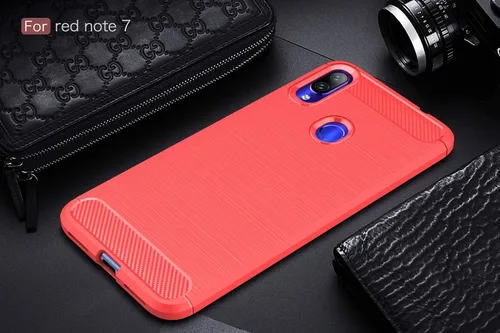 Miniatura 2 de Funda compatible con Xiaomi Redmi Note 7 Caso, Fibra de Carbono Absorción de Choque Slim Case para Xiaomi Redmi Note 7 (Rojo)