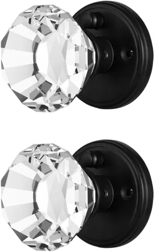 Miniatura 20 de Balin Designs - Perilla de puerta de cristal negro con cerradura, juego de perillas de puerta de vidrio para privacidad interior, manija decorativa