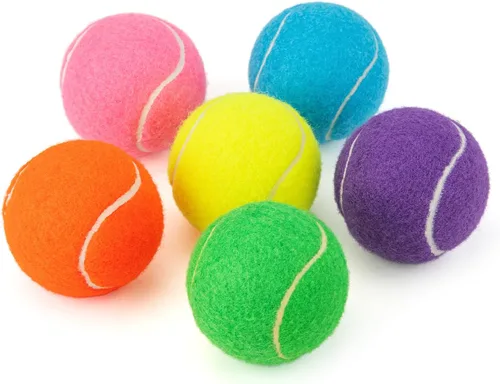 PHOEPET - Juego de 6 pelotas de tenis para entrenamiento principiante, pelotas a granel para perros para juegos de buscar y morder (colores surtidos)
