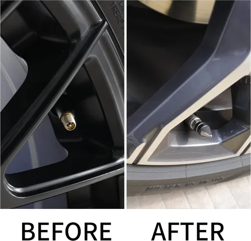 Miniatura 3 de SINGARO Tapones para válvulas de neumáticos de automóvil, 4 piezas de accesorios universales de aleación de aluminio, cubiertas de neumáticos Gris