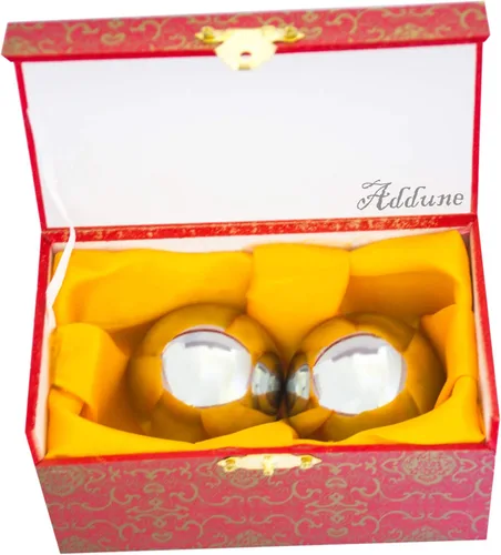 Miniatura 6 de Pelota de baoding china de hierro sólido, pesada, sin timbre, acero inoxidable, cromado, bolas de ejercicio para la salud para terapia de manos