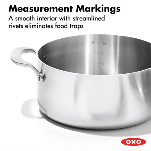 Miniatura 6 de OXO Mira - Juego de ollas y sartenes de acero inoxidable de triple capa, 10 piezas, sartenes, cacerolas, tapas, sartén antiadherente de cerámica