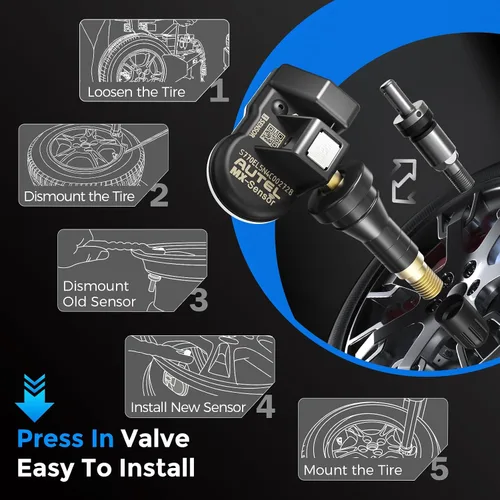 Miniatura 6 de Autel TPMS - Sensores MX, sensor TPMS de 315MHz y 433MHz 2 en 1, sensor de presión de neumáticos insertable, sistema de monitoreo de presión